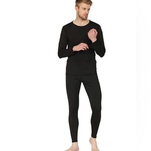 West Loop Men's Thermal Set Two Piece Set Top/Bottoms Black M/L